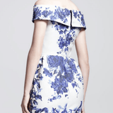 Ceramic Floral Brocade Fold-Over Shoulder Dress - Endless - UAE Rental and Resale for Women's Fashion