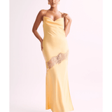 Chandra Lace Detail Satin Maxi Dress - Endless - UAE Rental and Resale for Women's Fashion