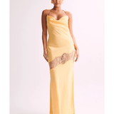 Chandra Lace Detail Satin Maxi Dress - Endless - UAE Rental and Resale for Women's Fashion