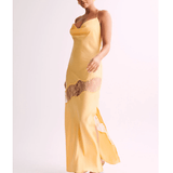 Chandra Lace Detail Satin Maxi Dress - Endless - UAE Rental and Resale for Women's Fashion