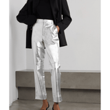 Charlotte Metallic Leather Straight-leg Pants - Endless - UAE Rental and Resale for Women's Fashion