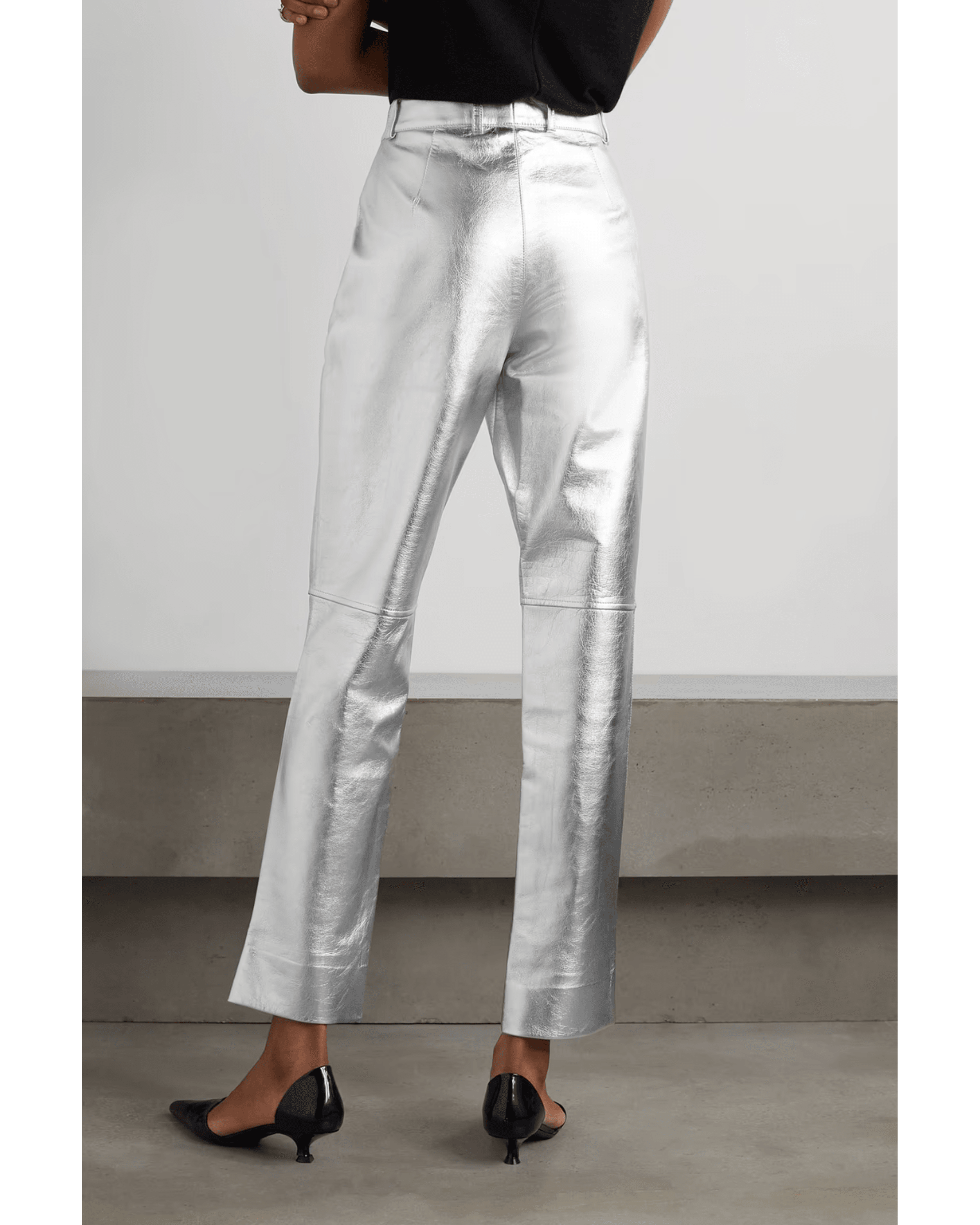 Charlotte Metallic Leather Straight-leg Pants - Endless - UAE Rental and Resale for Women's Fashion