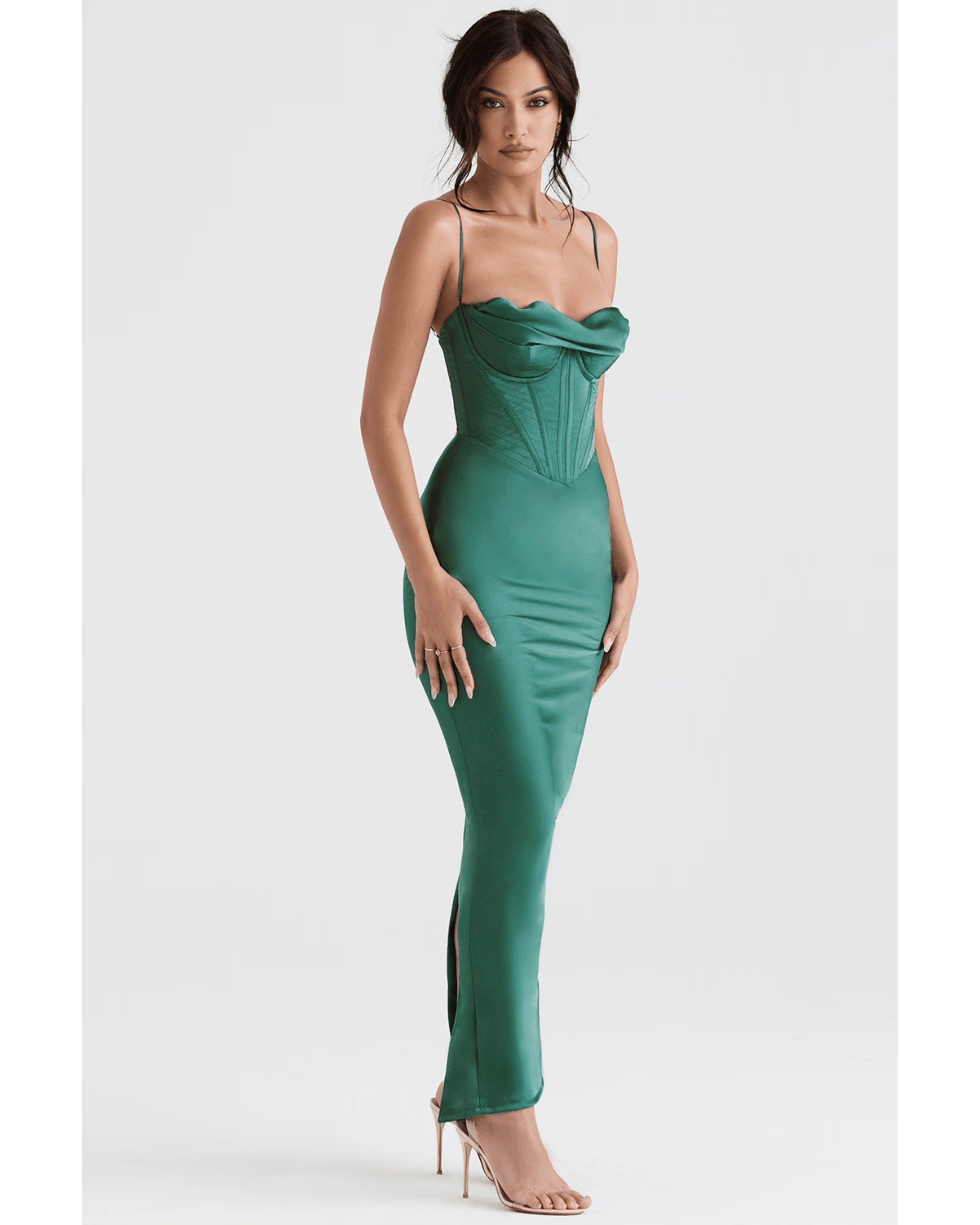 Charmaine Forest Corset Maxi Dress - Endless - UAE Rental and Resale for Women's Fashion