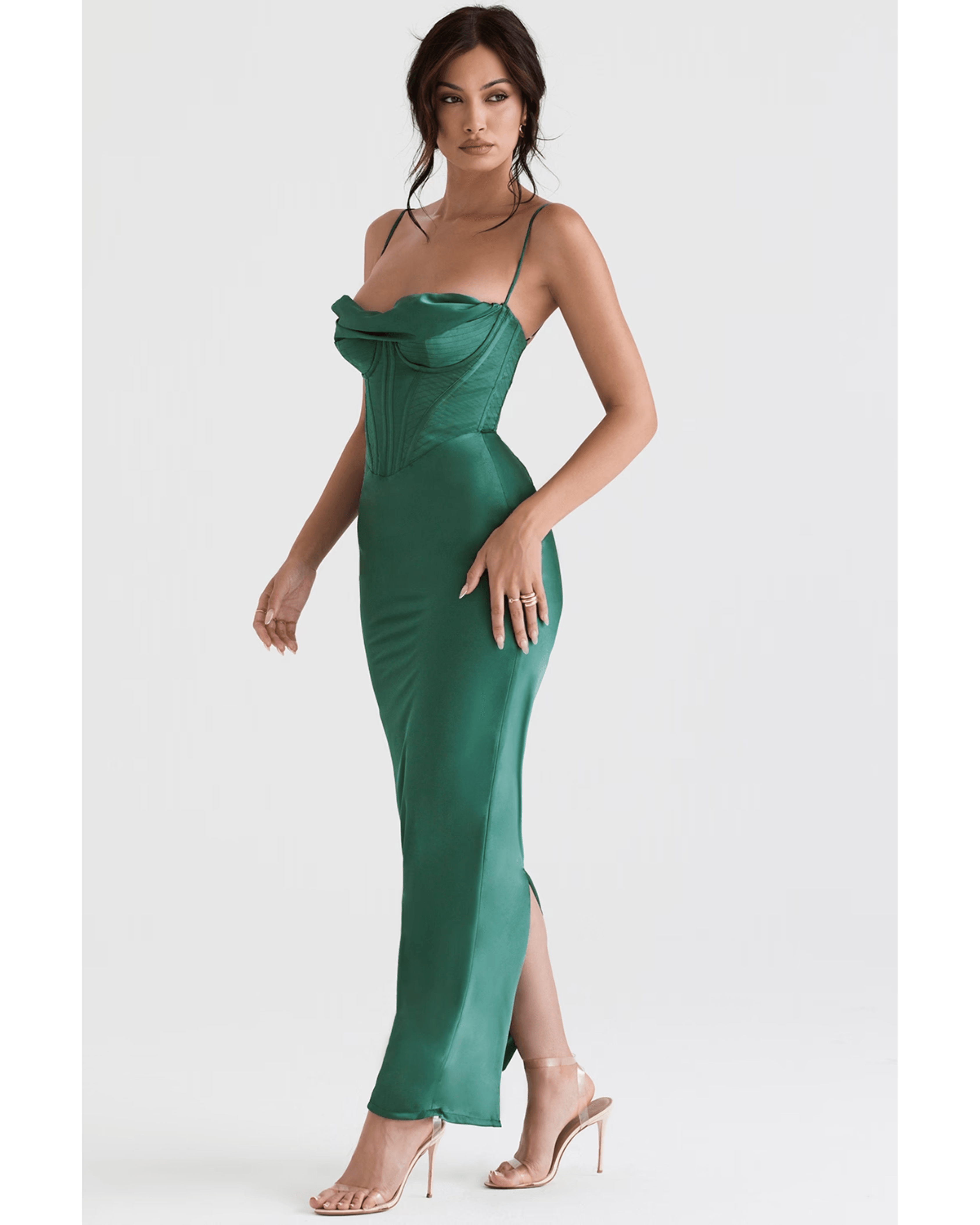 Charmaine Forest Corset Maxi Dress - Endless - UAE Rental and Resale for Women's Fashion