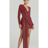 Chrissy Red Drape Dress - Endless - UAE Rental and Resale for Women's Fashion