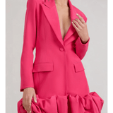 Cloud Catching Hot Pink Tailored Blazer Mini Dress With Ruffled Hem - Endless - UAE Rental and Resale for Women's Fashion