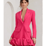 Cloud Catching Hot Pink Tailored Blazer Mini Dress With Ruffled Hem - Endless - UAE Rental and Resale for Women's Fashion