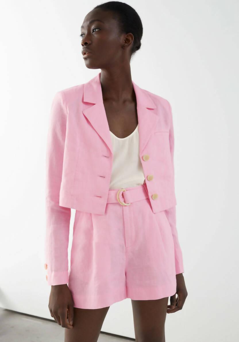 Co-ord Linen Cropped Blazer - Endless - UAE Rental and Resale for Women's Fashion