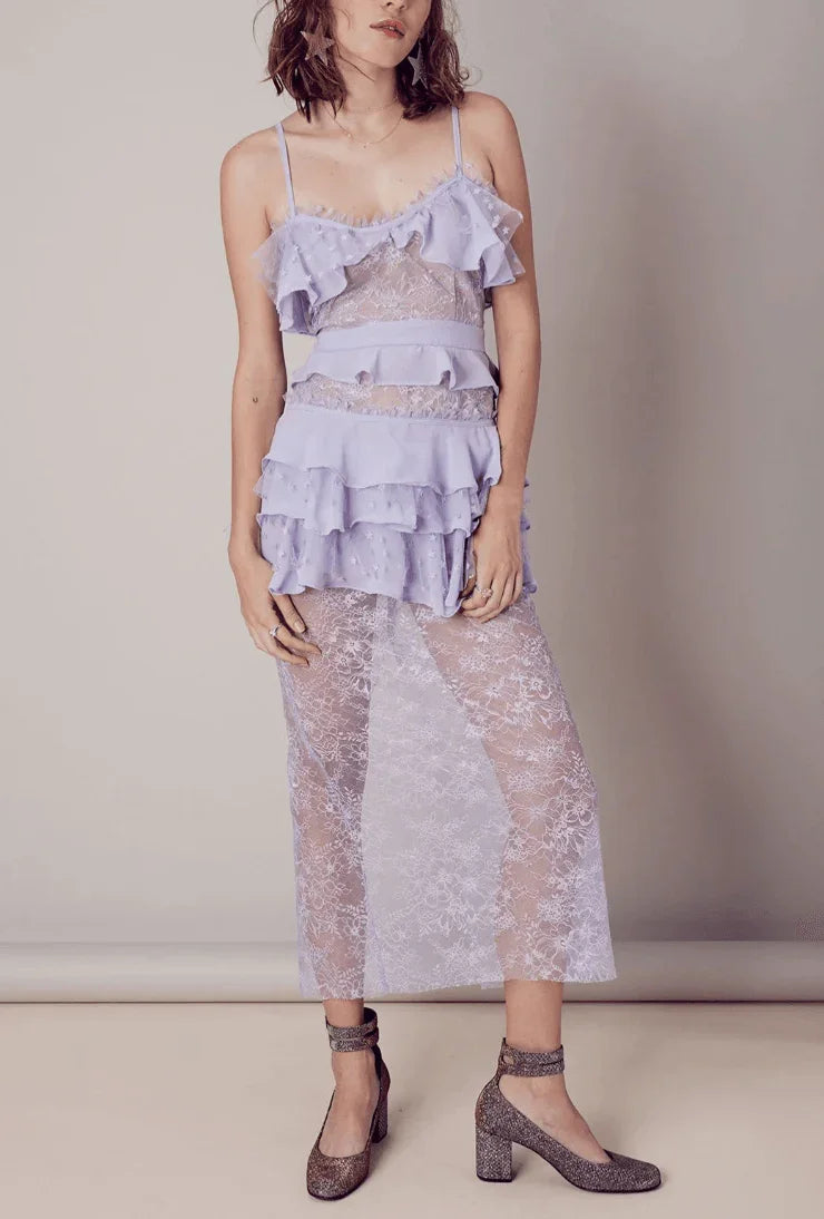 Cosmic Midi Lace Dress - Endless - UAE Rental and Resale for Women's Fashion