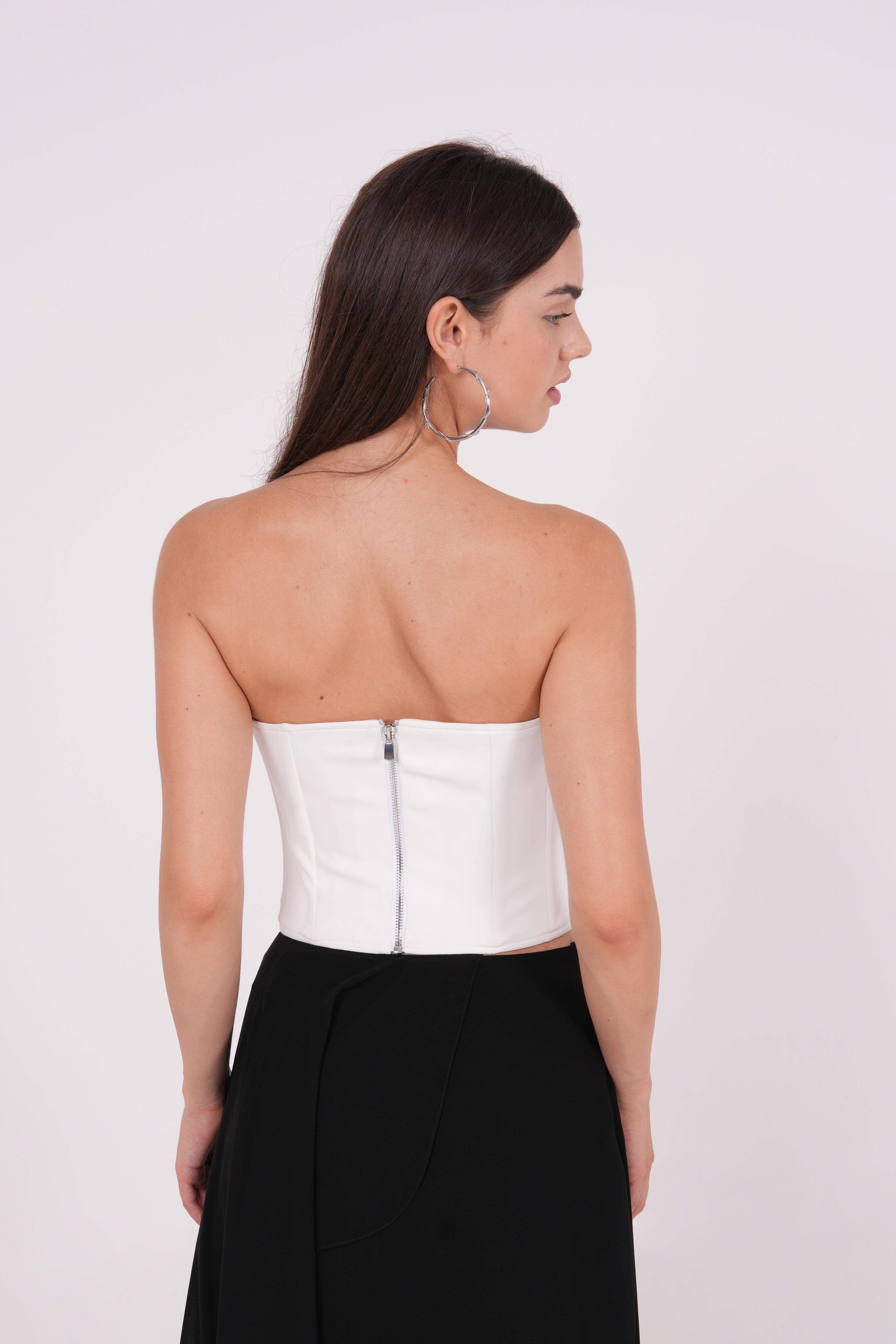 Crepe Black & White Corset - Endless - UAE Rental and Resale for Women's Fashion