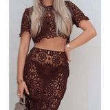 Crochet Co-ord Set in Chocolate - Endless - UAE Rental and Resale for Women's Fashion