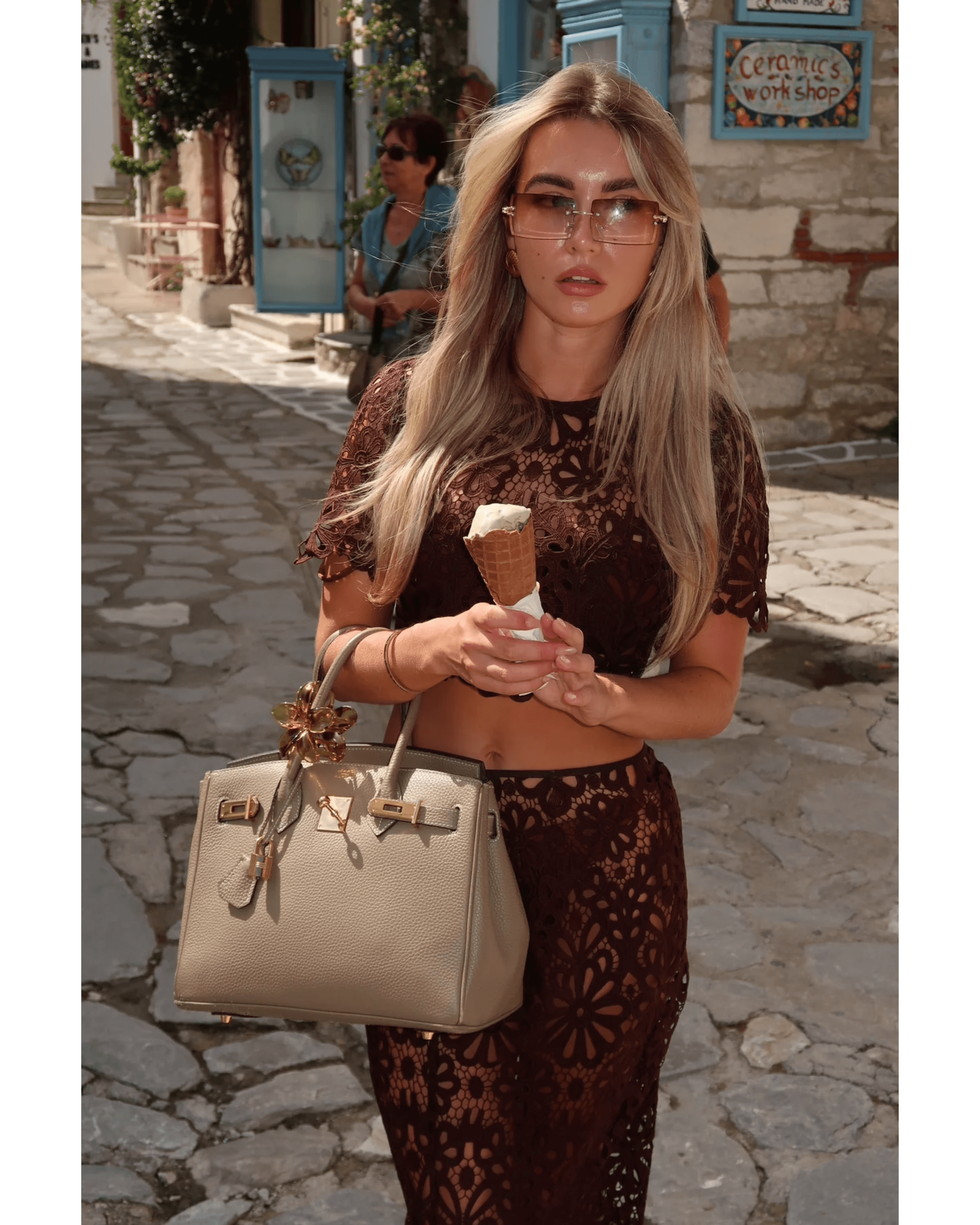 Crochet Co-ord Set in Chocolate - Endless - UAE Rental and Resale for Women's Fashion