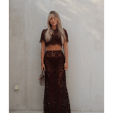 Crochet Co-ord Set in Chocolate - Endless - UAE Rental and Resale for Women's Fashion