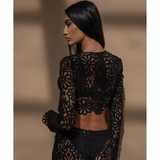 Crochet Floral Co-ord Set in Black - Endless - UAE Rental and Resale for Women's Fashion