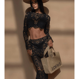 Crochet Floral Co-ord Set in Black - Endless - UAE Rental and Resale for Women's Fashion