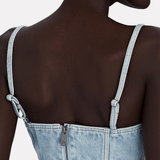Crystal-Embellished Denim Crop Top - Endless - UAE Rental and Resale for Women's Fashion