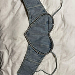 Crystal-Embellished Denim Crop Top - Endless - UAE Rental and Resale for Women's Fashion