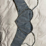Crystal-Embellished Denim Crop Top - Endless - UAE Rental and Resale for Women's Fashion