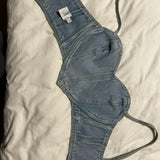 Crystal-Embellished Denim Crop Top - Endless - UAE Rental and Resale for Women's Fashion