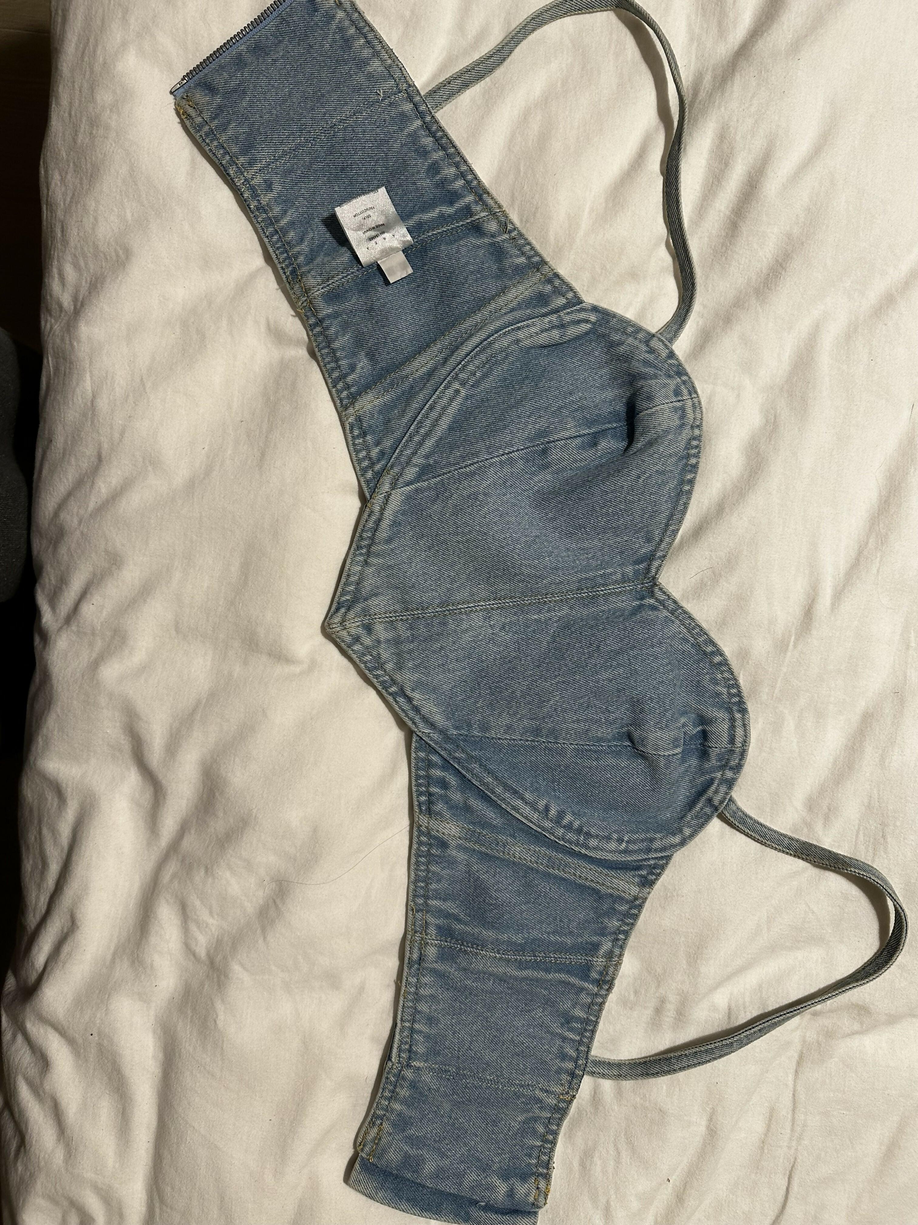 Crystal-Embellished Denim Crop Top - Endless - UAE Rental and Resale for Women's Fashion