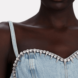 Crystal-Embellished Denim Crop Top - Endless - UAE Rental and Resale for Women's Fashion
