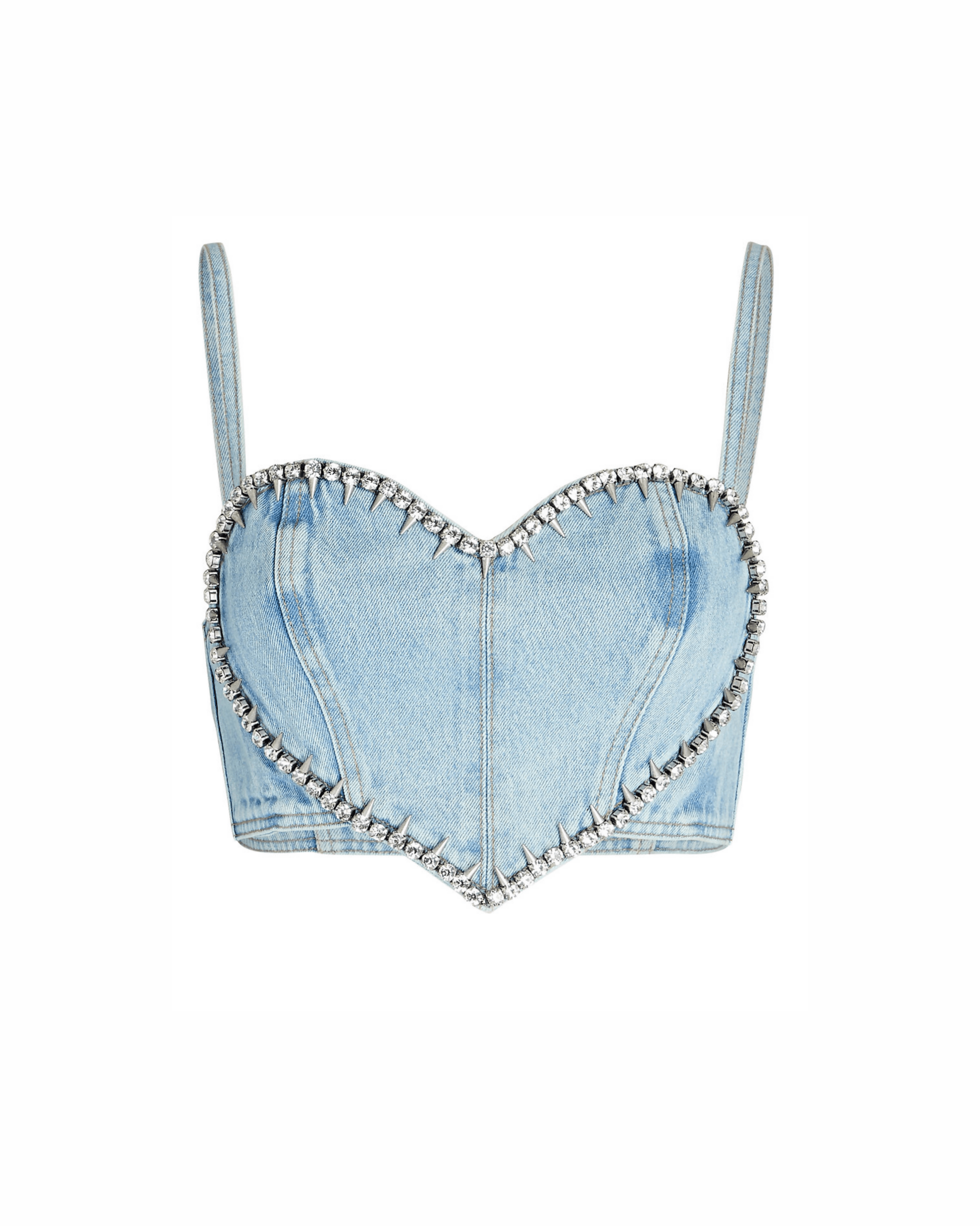 Crystal-Embellished Denim Crop Top - Endless - UAE Rental and Resale for Women's Fashion