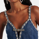 Crystal-embellished Denim Mini Dress - Endless - UAE Rental and Resale for Women's Fashion