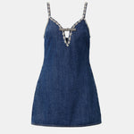 Crystal-embellished Denim Mini Dress - Endless - UAE Rental and Resale for Women's Fashion