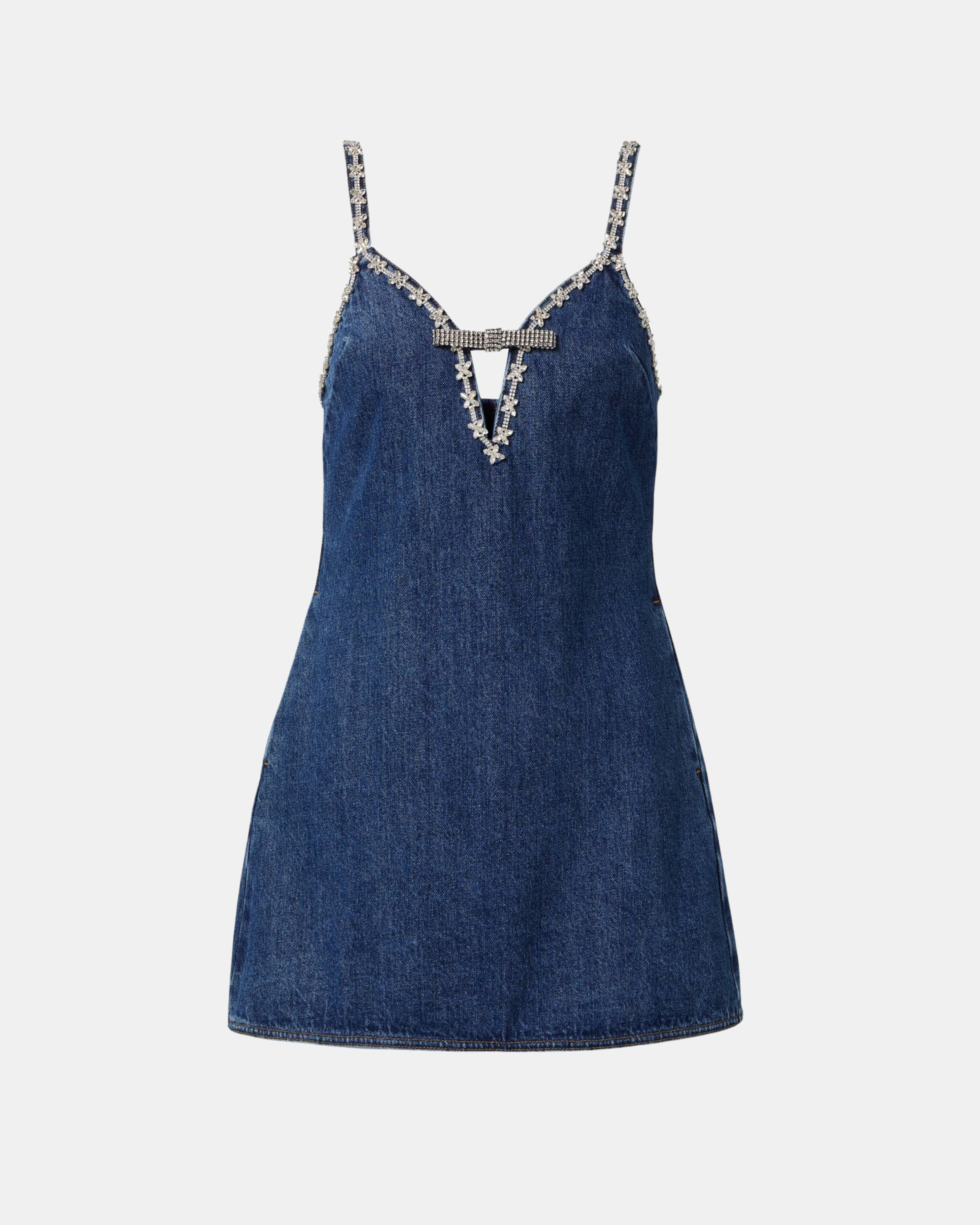 Crystal-embellished Denim Mini Dress - Endless - UAE Rental and Resale for Women's Fashion