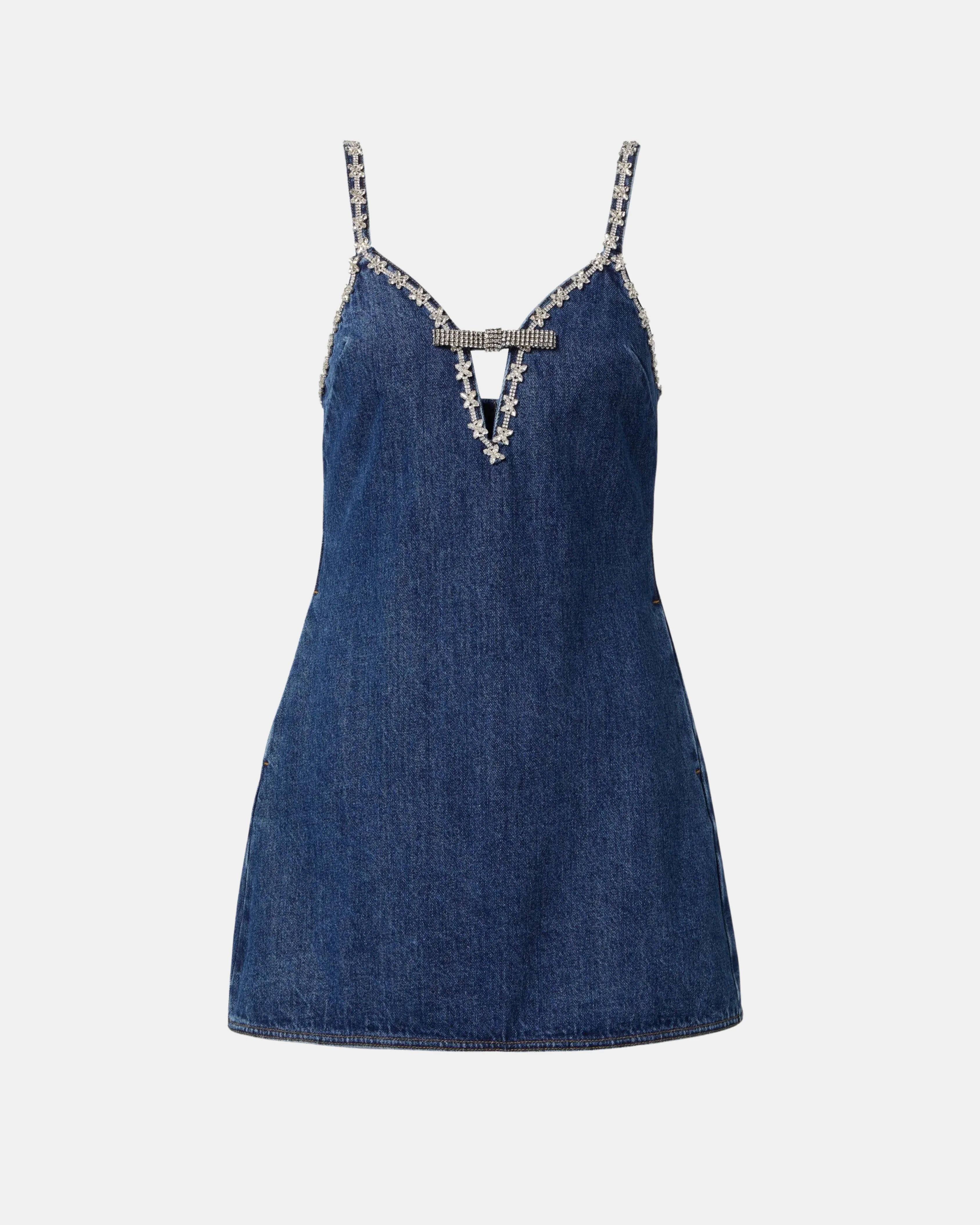 Crystal-embellished Denim Mini Dress - Endless - UAE Rental and Resale for Women's Fashion