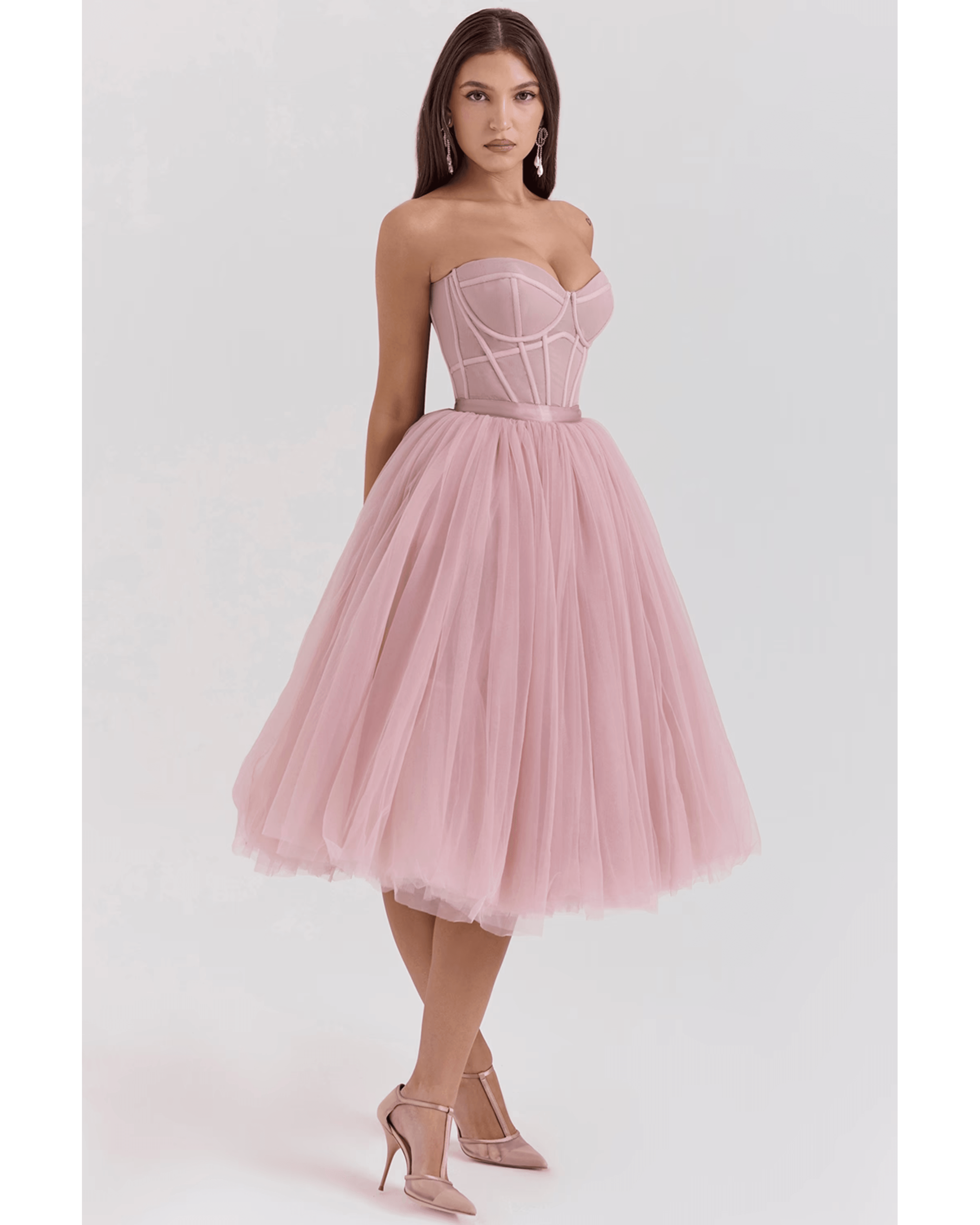 Darling French Rose Tulle Midi Dress - Endless - UAE Rental and Resale for Women's Fashion