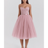 Darling French Rose Tulle Midi Dress - Endless - UAE Rental and Resale for Women's Fashion