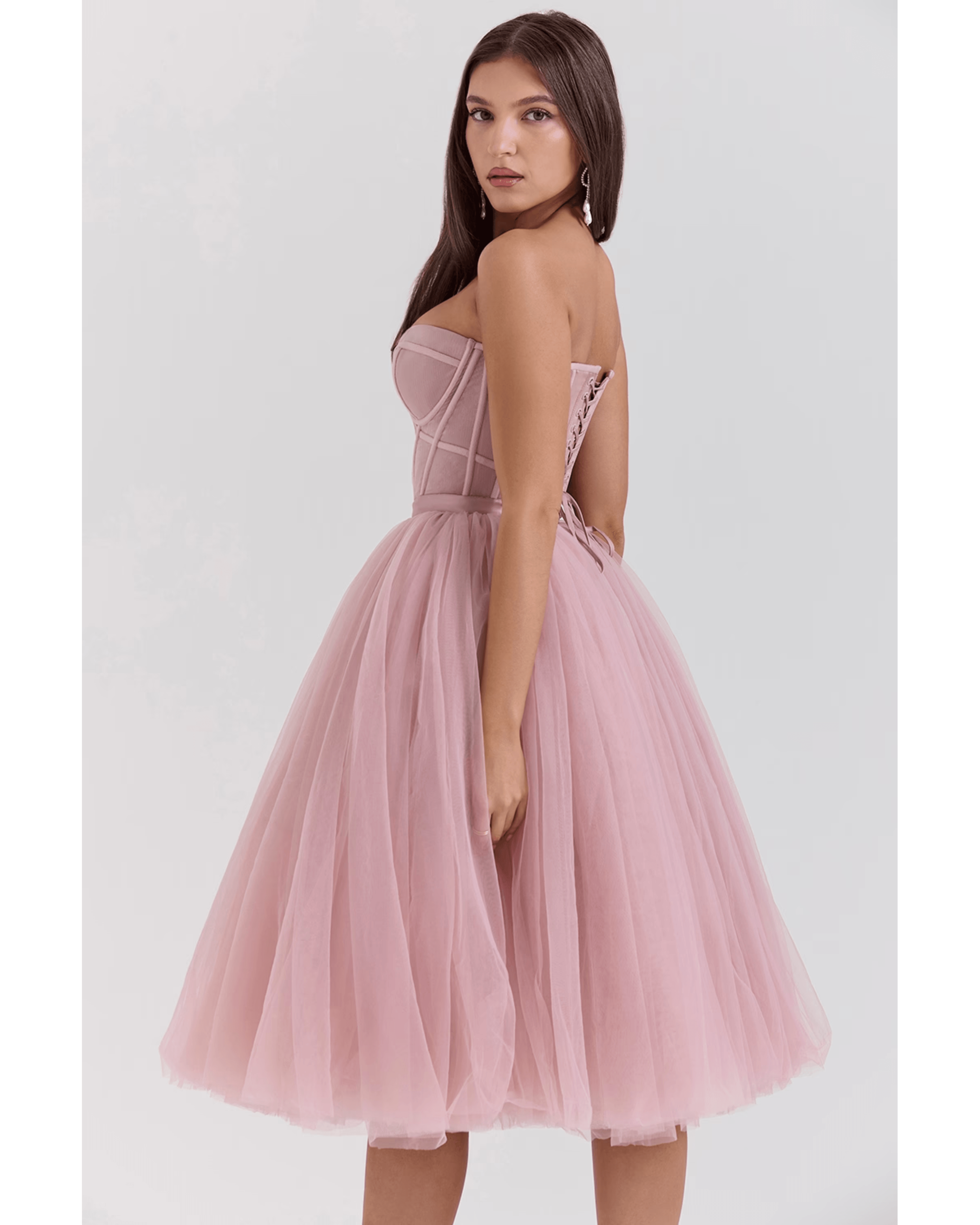 Darling French Rose Tulle Midi Dress - Endless - UAE Rental and Resale for Women's Fashion