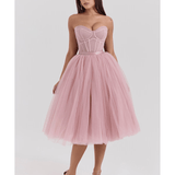 Darling French Rose Tulle Midi Dress - Endless - UAE Rental and Resale for Women's Fashion