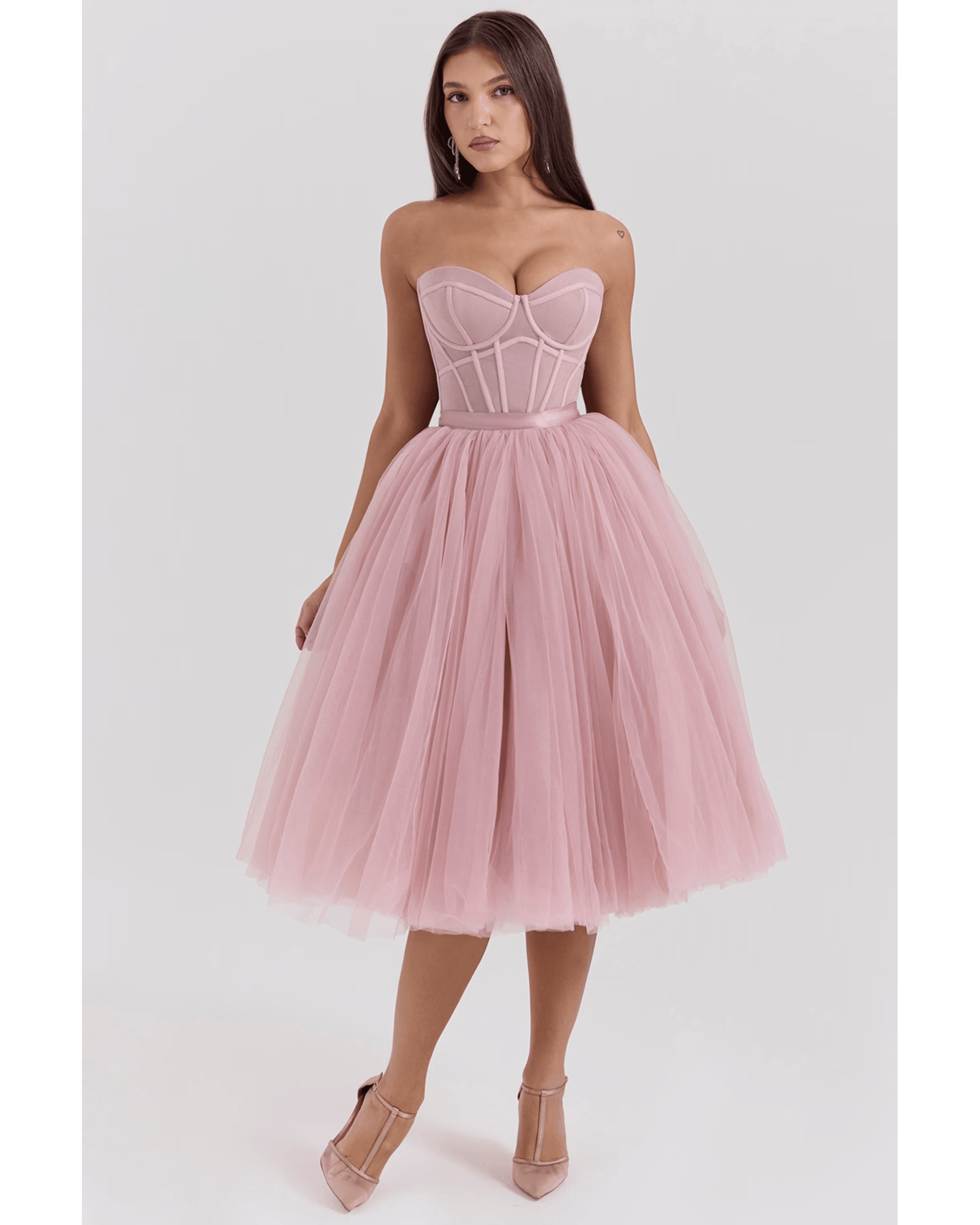 Darling French Rose Tulle Midi Dress - Endless - UAE Rental and Resale for Women's Fashion