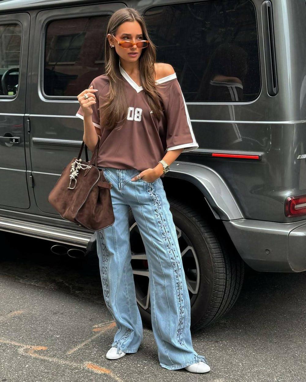 Daydream Tie Up Jeans - Endless - UAE Rental and Resale for Women's Fashion