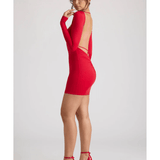 Demelza Long Sleeve Sweetheart Neckline Mini Dress in Fire Red - Endless - UAE Rental and Resale for Women's Fashion
