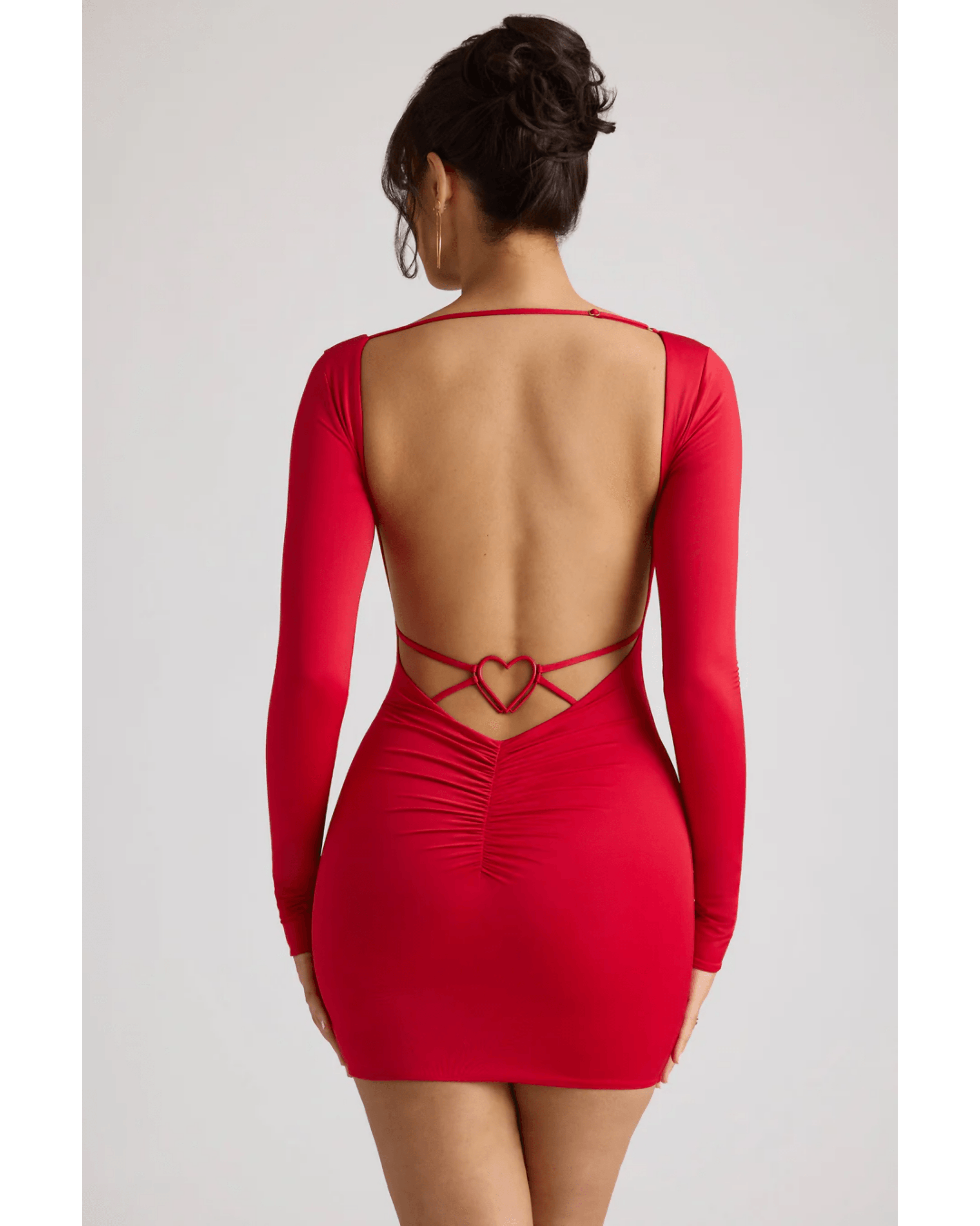 Demelza Long Sleeve Sweetheart Neckline Mini Dress in Fire Red - Endless - UAE Rental and Resale for Women's Fashion