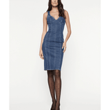Denim Panneled Midi Dress - Endless - UAE Rental and Resale for Women's Fashion