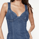 Denim Panneled Midi Dress - Endless - UAE Rental and Resale for Women's Fashion