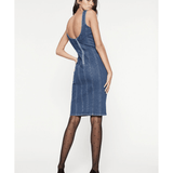 Denim Panneled Midi Dress - Endless - UAE Rental and Resale for Women's Fashion