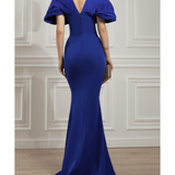 Dina Royal Blue Crepe And Taffeta Dress - Endless - UAE Rental and Resale for Women's Fashion