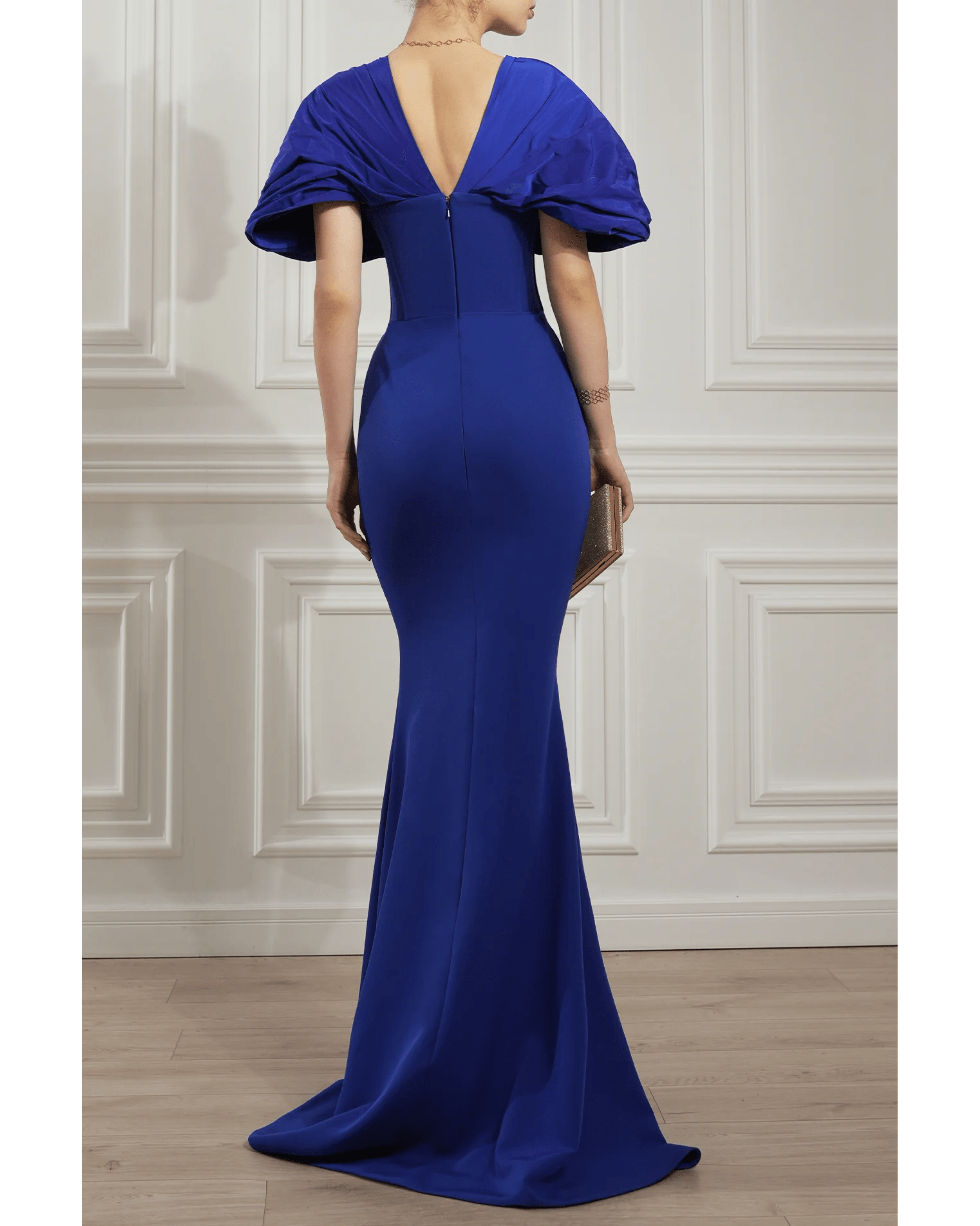Dina Royal Blue Crepe And Taffeta Dress - Endless - UAE Rental and Resale for Women's Fashion