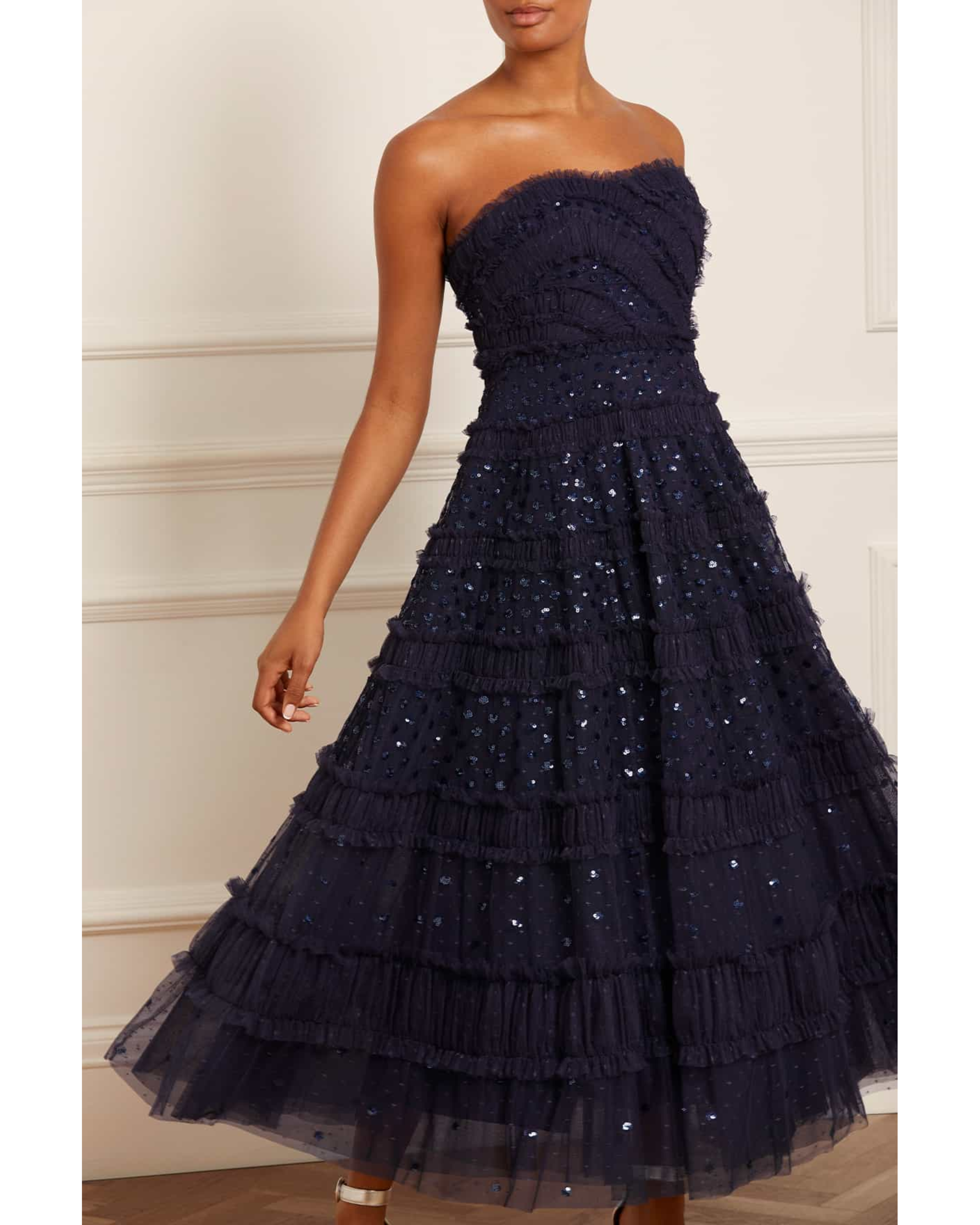 Dot Shimmer Tiered Gown - Endless - UAE Rental and Resale for Women's Fashion