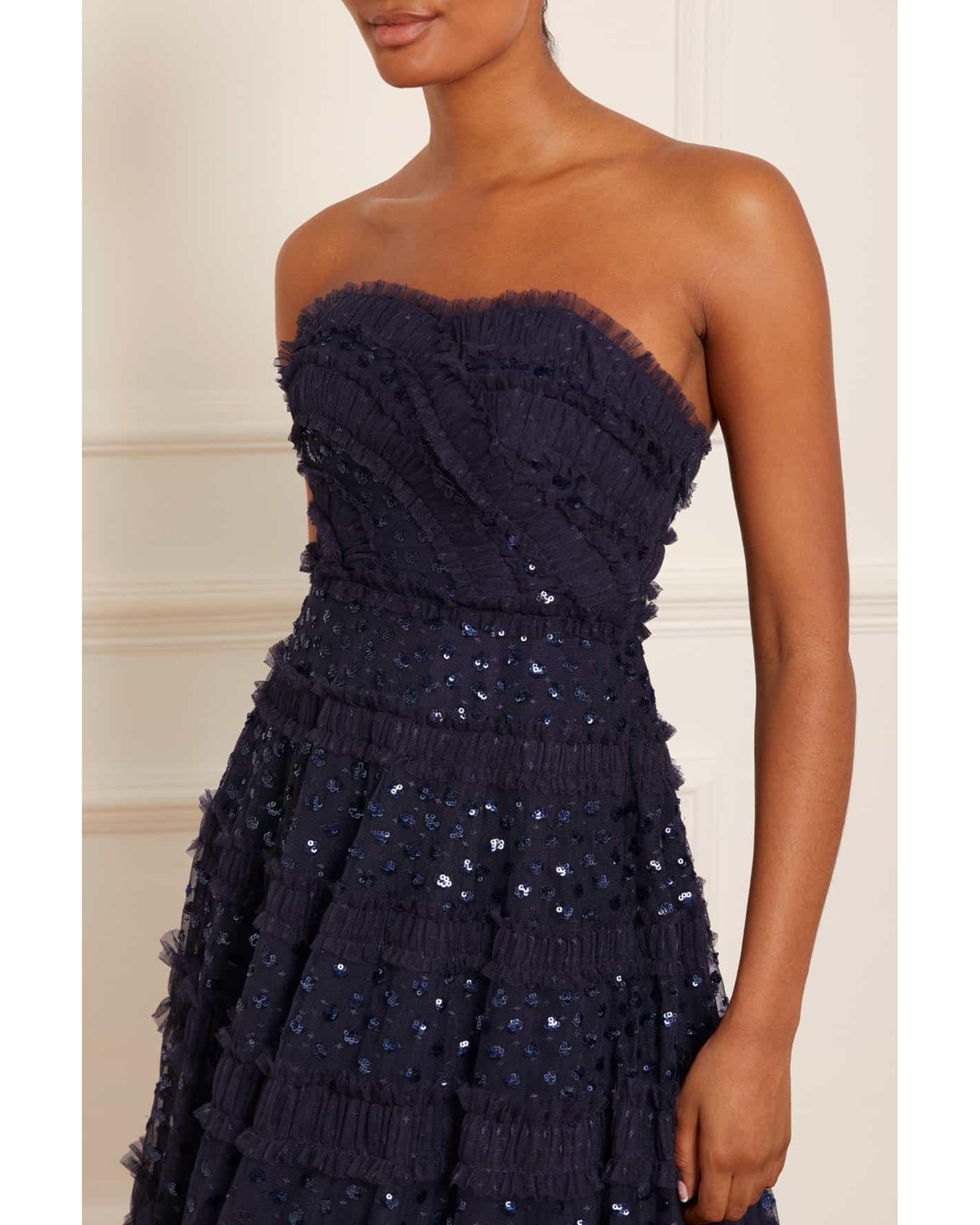 Dot Shimmer Tiered Gown - Endless - UAE Rental and Resale for Women's Fashion