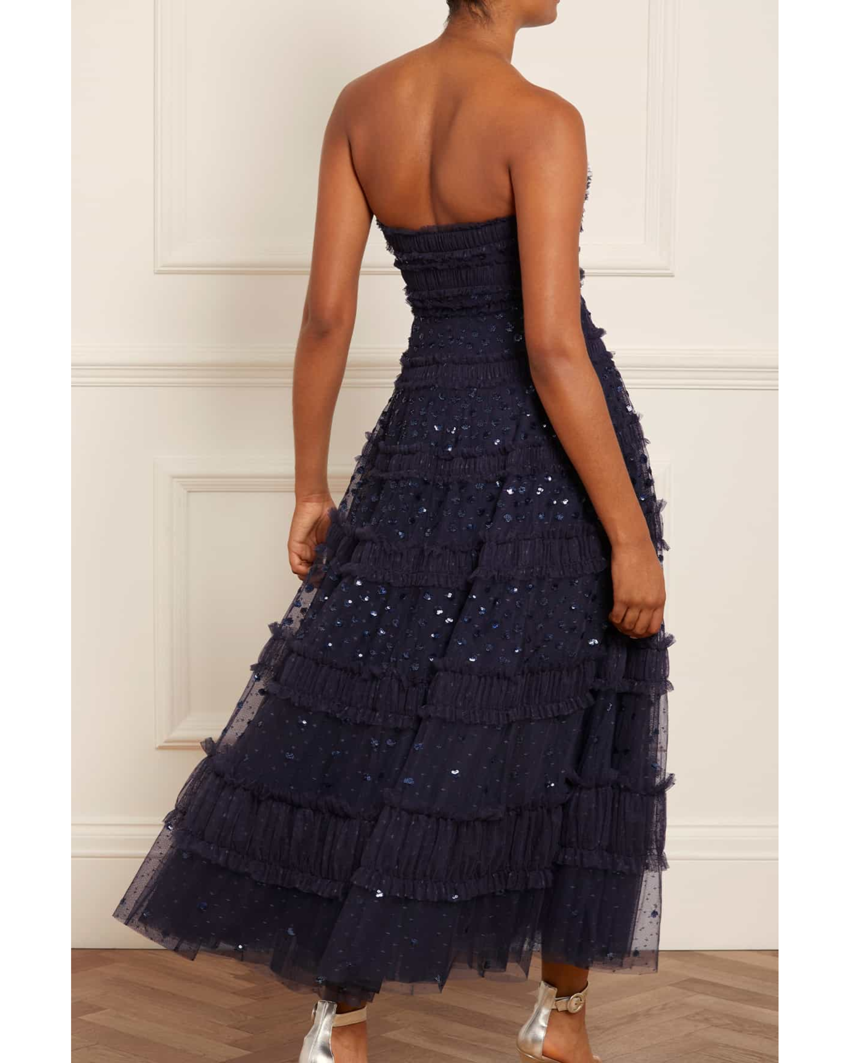 Dot Shimmer Tiered Gown - Endless - UAE Rental and Resale for Women's Fashion
