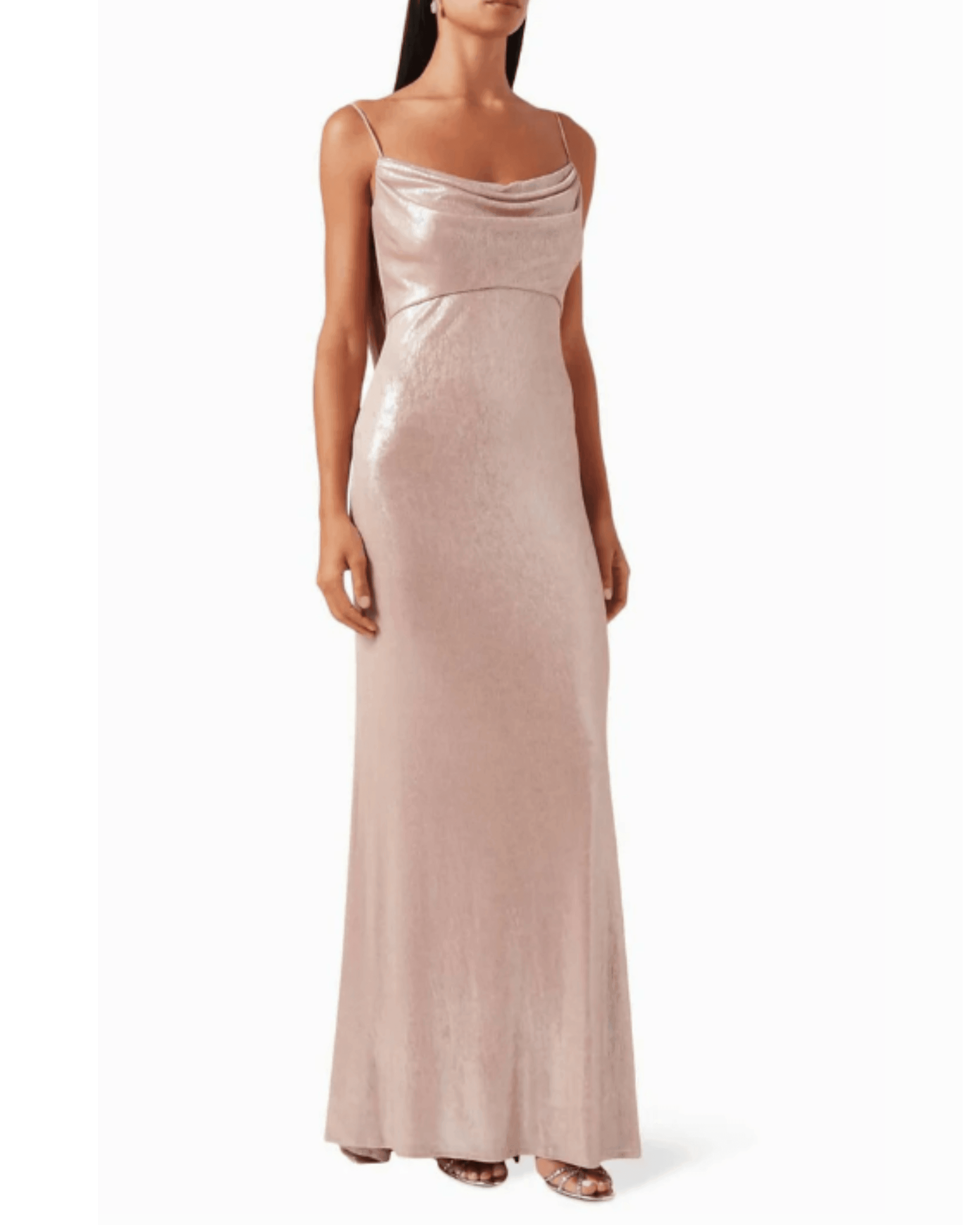 Draped Cowl Maxi Dress in Metallic-jersey - Endless - UAE Rental and Resale for Women's Fashion