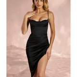Draped Neck Asymmetric Corset Midi Dress - Endless - UAE Rental and Resale for Women's Fashion