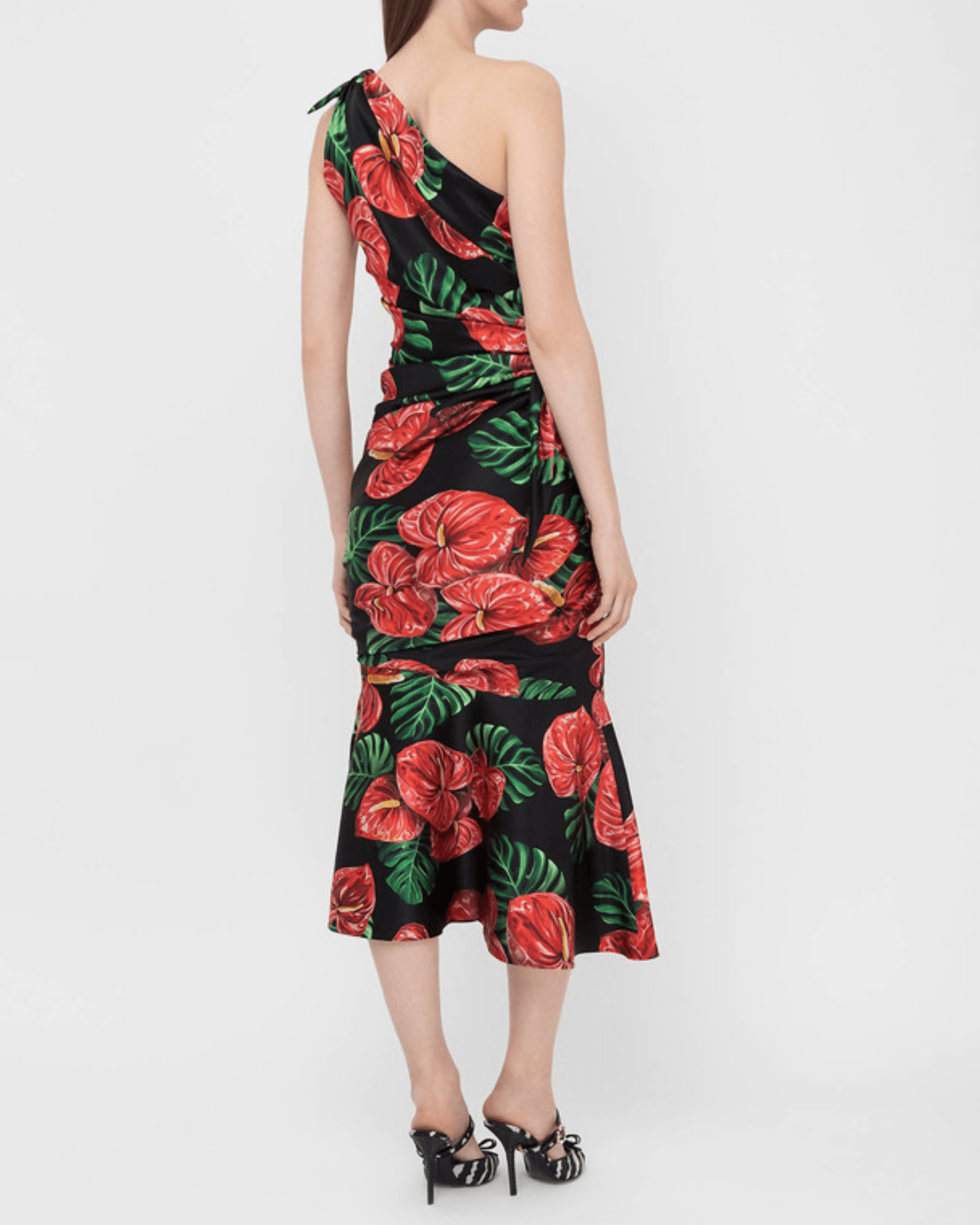 Elegant Floral Silk Draped Dress - Endless - UAE Rental and Resale for Women's Fashion