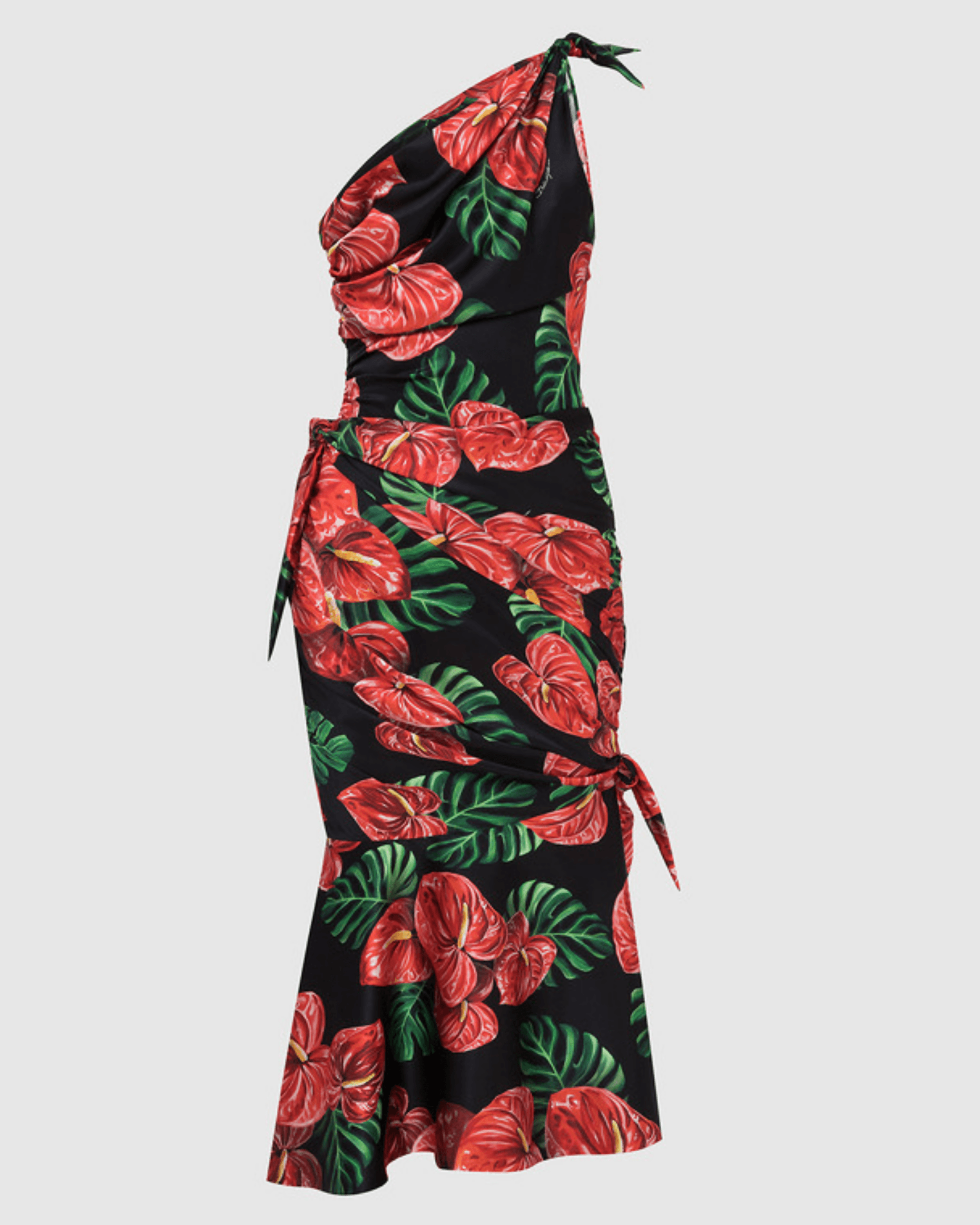 Elegant Floral Silk Draped Dress - Endless - UAE Rental and Resale for Women's Fashion